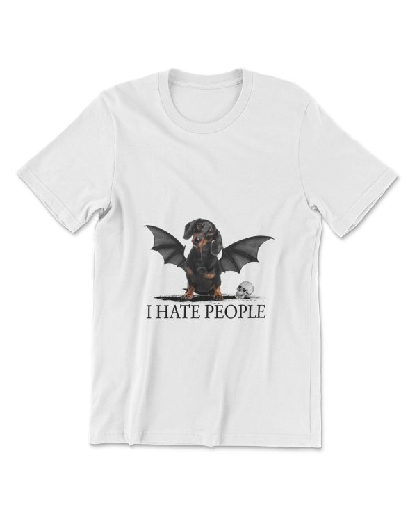 Dachshund Dog I Hate People Black Wing Dog Lover