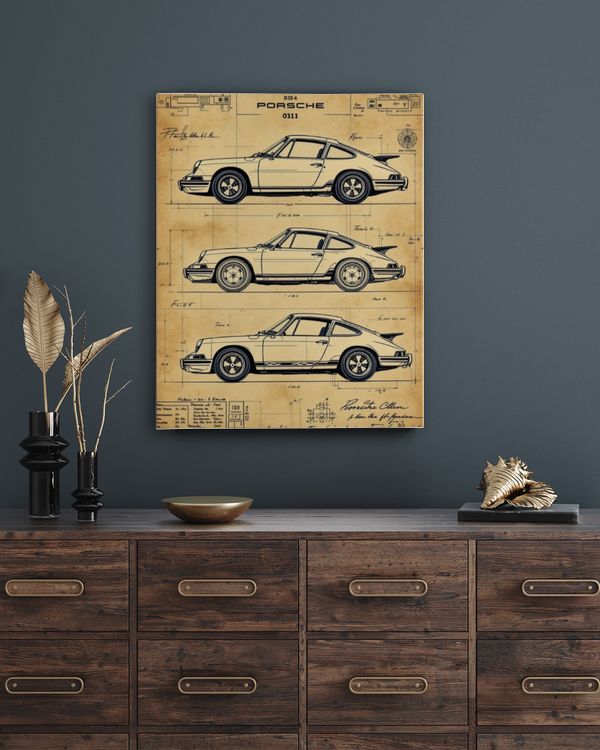 Retro Car Sketch Wall Art