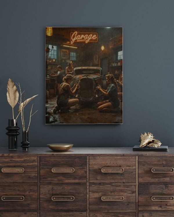 Retro Car Workshop Wall Art