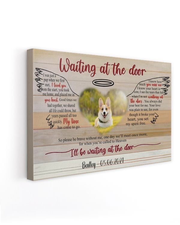 Personalized Custom Dog Pet Memorial Canvas Waiting At The Door Poem DC04