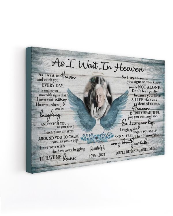 Personalized Custom As I Sit In Heaven Angel Memorial Photo Canvas Art FC27