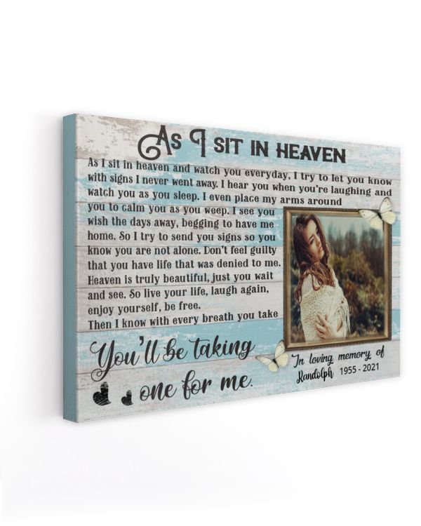 Personalized Custom As I Sit In Heaven Door Memorial Photo Canvas Art FC35