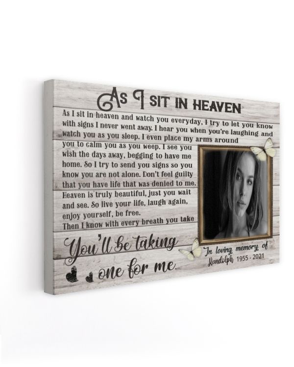 Personalized Custom As I Sit In Heaven Door Memorial Photo Canvas Art FC36