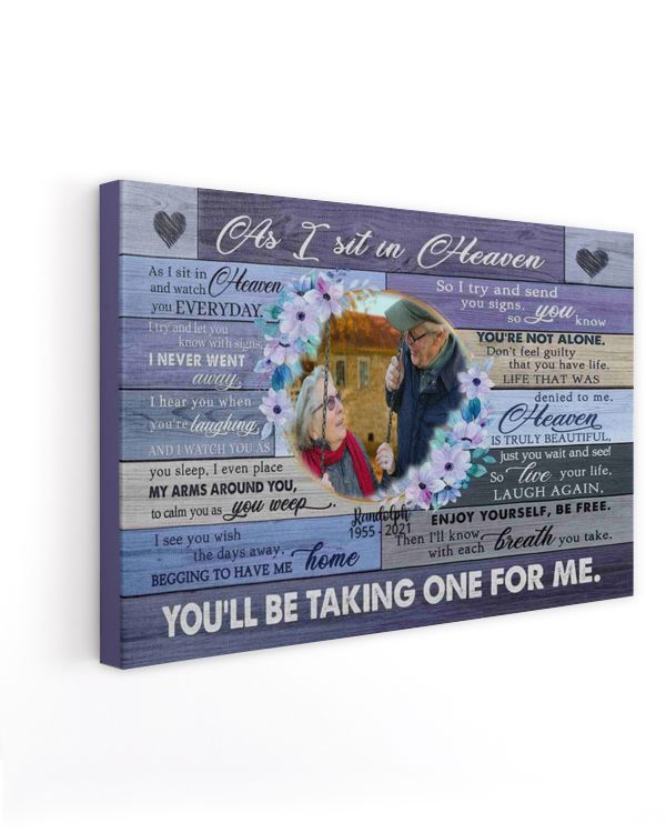 Personalized Custom As I Sit In Heaven Flower Memorial Photo Canvas Art FC37