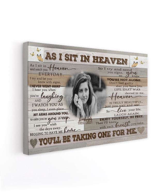 Personalized Custom As I Sit In Heaven Picture Memorial Canvas Art FC40