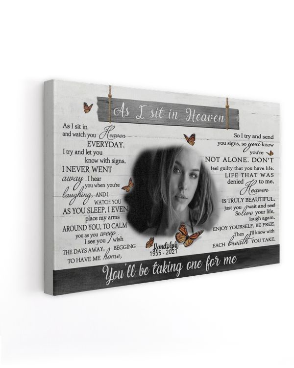 Personalized Custom As I Sit In Heaven Poem Butterfly Memorial Canvas Art FC44