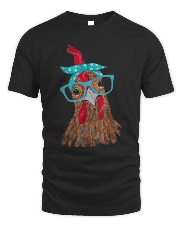 Chicken with bandana headband and glasses cute