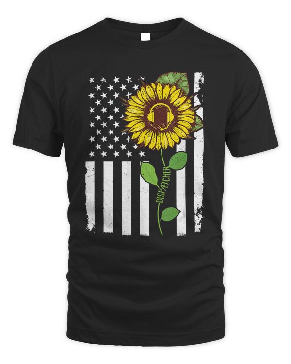 American Flag Dispatcher Sunflower Hippie Tshirt Dispatcher T-Shirt