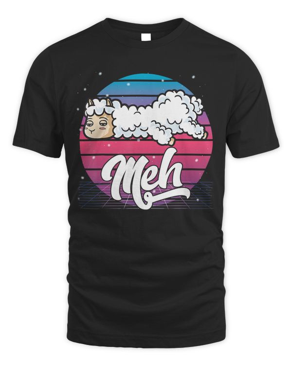 Aesthetic Vaporwave Japanese Otaku Meme Meh Alpaca Llama T-Shirt