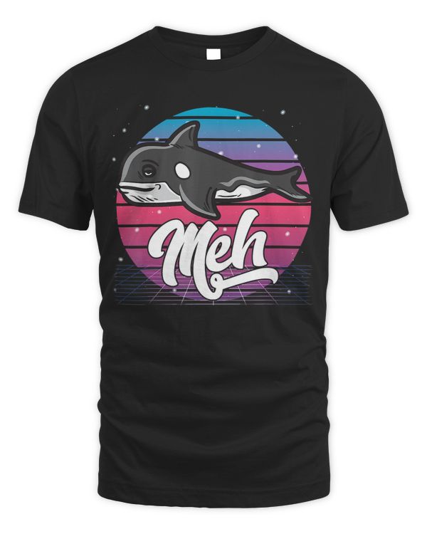 Aesthetic Vaporwave Japanese Otaku Meme Meh Orca Whale Gift T-Shirt
