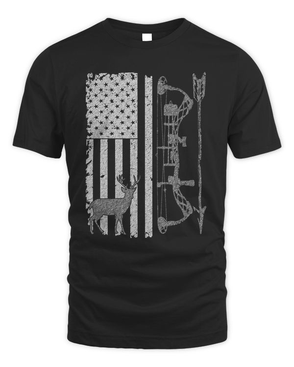 American Deer Hunting Bow Hunter Flag Accessories Gift T-Shirt