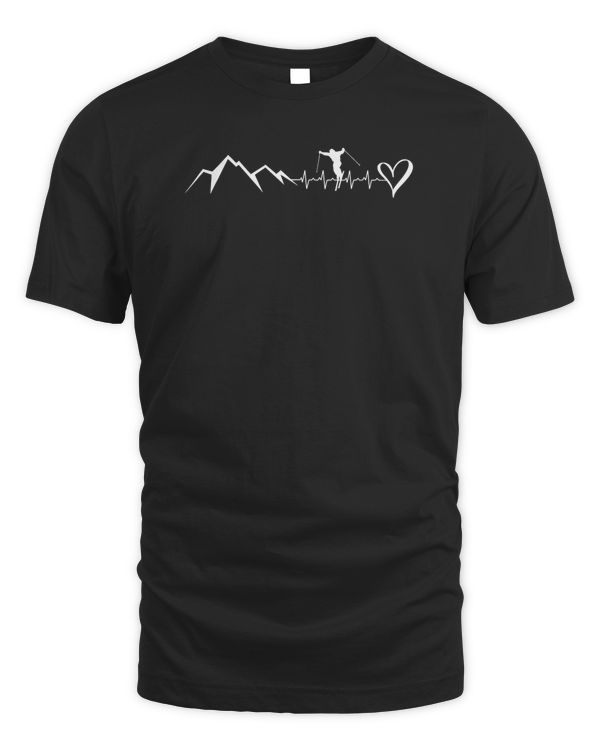Heartbeat Ekg Skier Mountain T Shirt