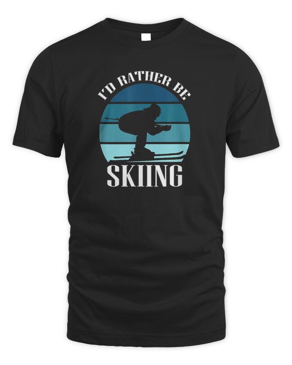 Id Rather Be Skiing Vintage Retro Design T Shirt