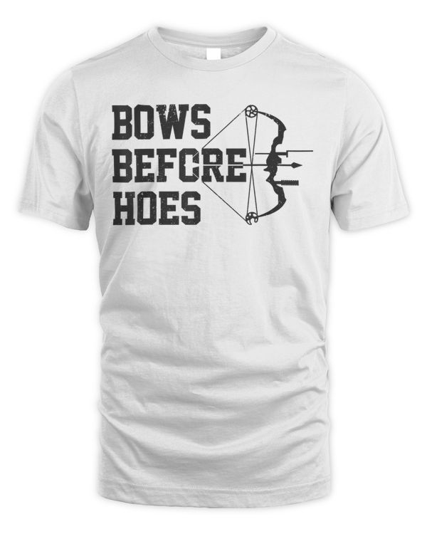 Mens Bows Before Hoes Archery Bow Hunting Funny Archer Gift T-Shirt