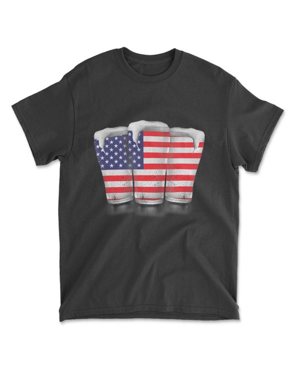 4th Of July Beer Red White Blue Stripes Stars Gift Shirt T-Shirt