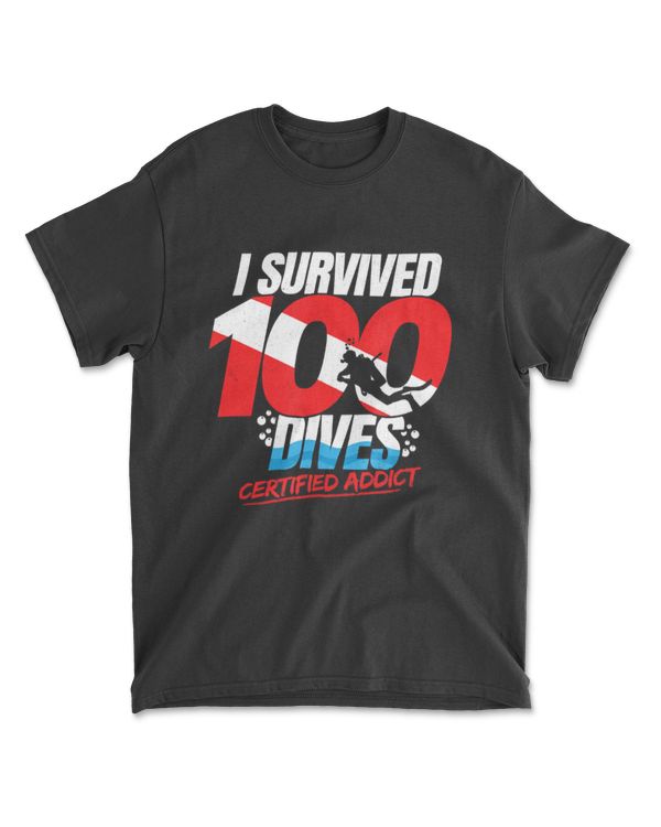 100th Dive Gift - Diver Down Flag - Funny Scuba Diving T-Shirt