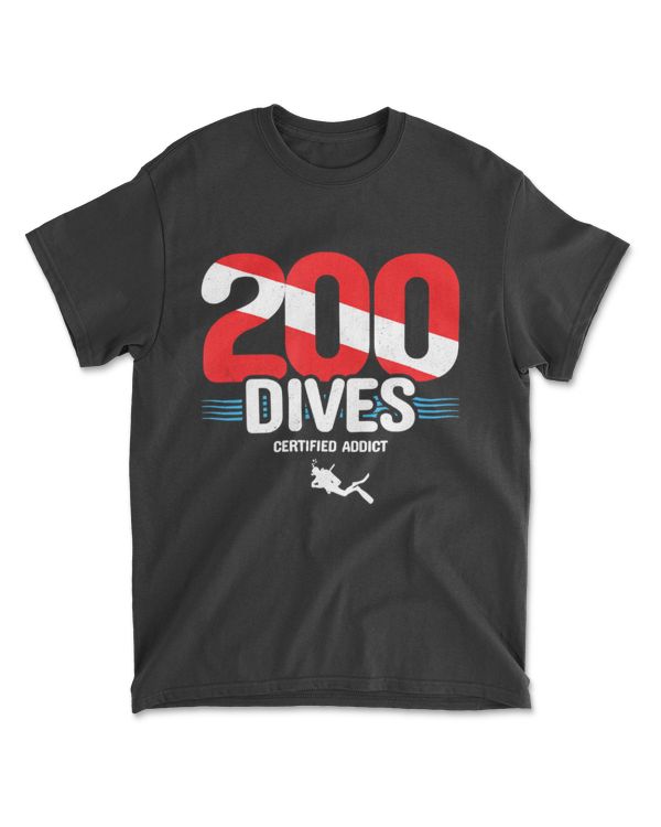 200th Dive - Diver Down Flag - Scuba Diving T-Shirt