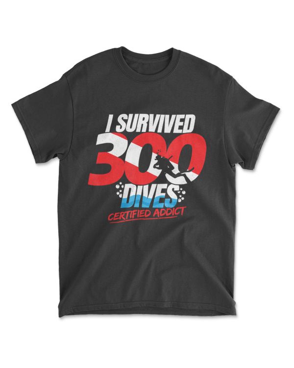 300th Dive Gift - Diver Down Flag - Funny Scuba Diving T-Shirt