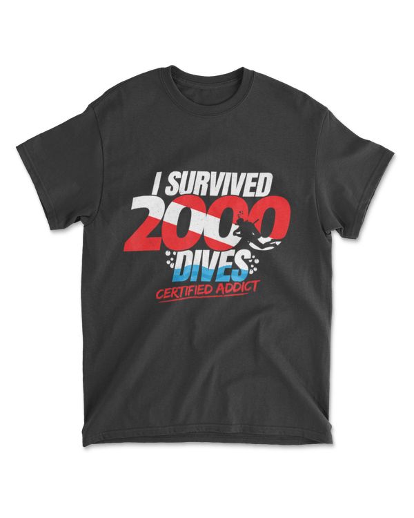 2000th Dive Gift - Diver Down Flag - Funny Scuba Diving T-Shirt