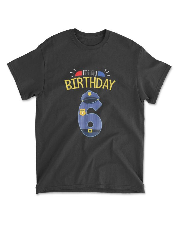 6th Birthday 6 Year Old Boys Police Officer Uniform T-shirt