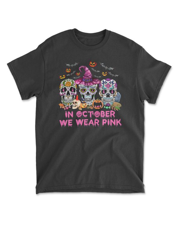 Breast Cancer In October We Wear Sugar Skull Breast 148 pink ribbon