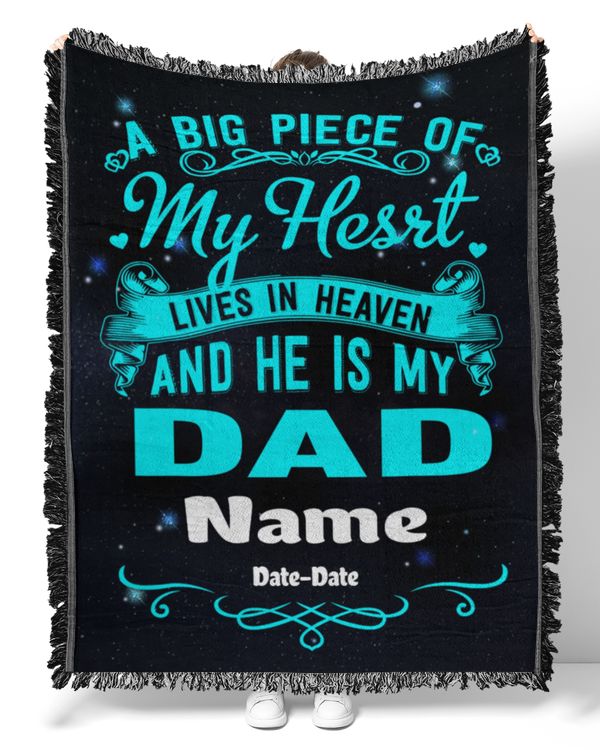 PERSONALIZATION - Blanket - In Memory loving - My Dad Lives In Heaven Memorial Day Father Daddy