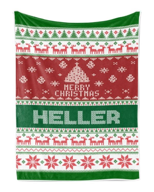 Merry Christmas Fleece Blanket, Personalized Christmas Blanket Gifts for Fbus02383 Heller XMASBL01