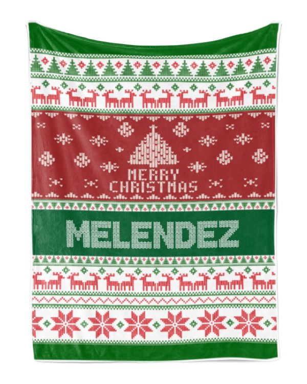 Merry Christmas Fleece Blanket, Personalized Christmas Blanket Gifts for Fbus04415 Melendez XMASBL01