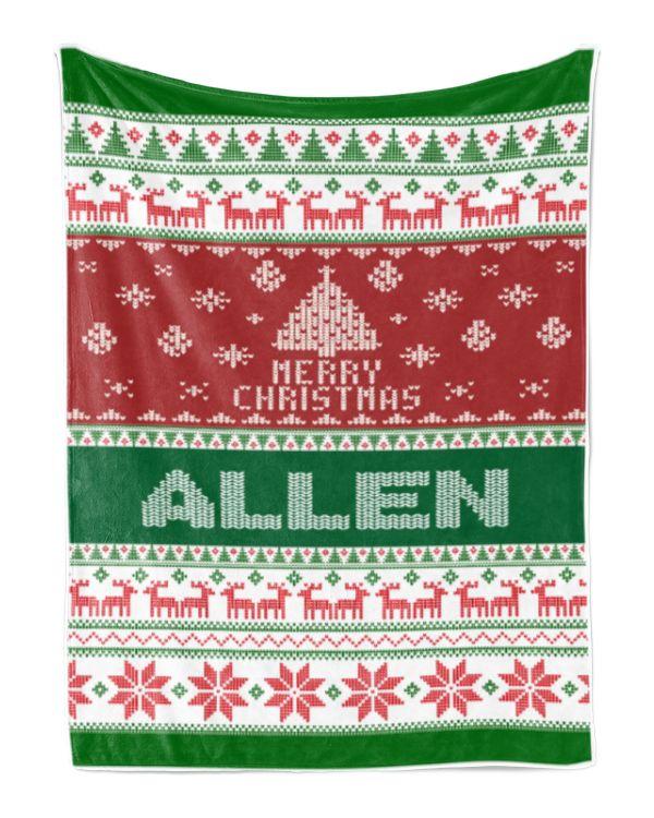 Merry Christmas Fleece Blanket, Personalized Christmas Blanket Gifts for Fbus01766 Allen XMASBL01