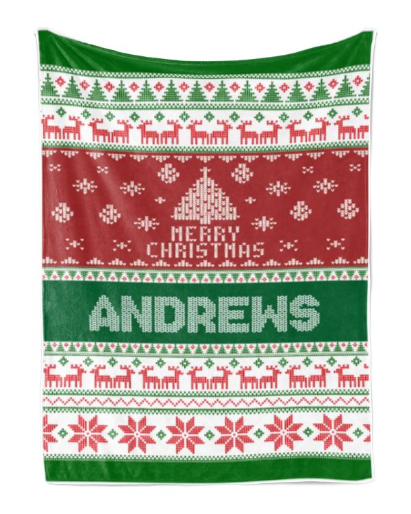 Merry Christmas Fleece Blanket, Personalized Christmas Blanket Gifts for Fbus04999 Andrews XMASBL01