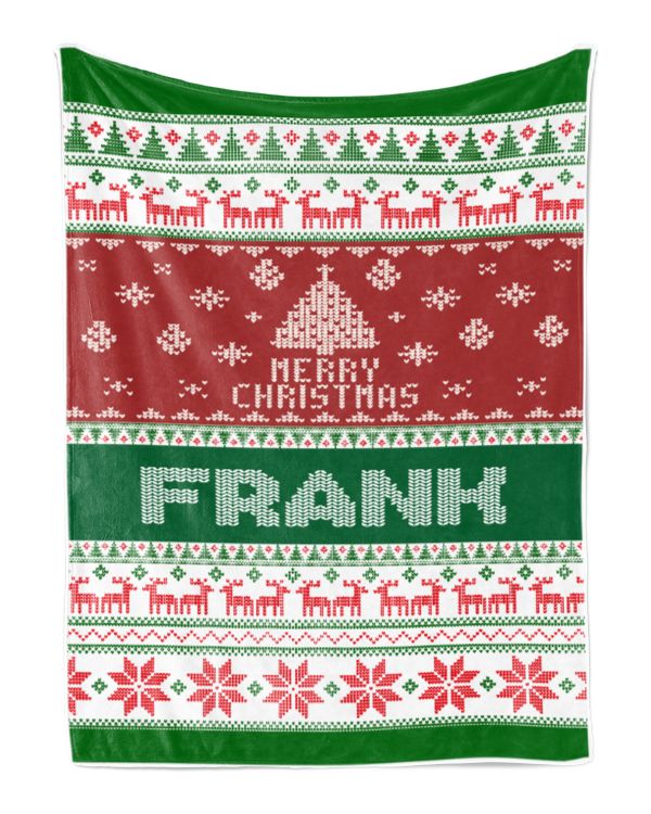 Merry Christmas Fleece Blanket, Personalized Christmas Blanket Gifts for Fbus01364 Frank XMASBL01