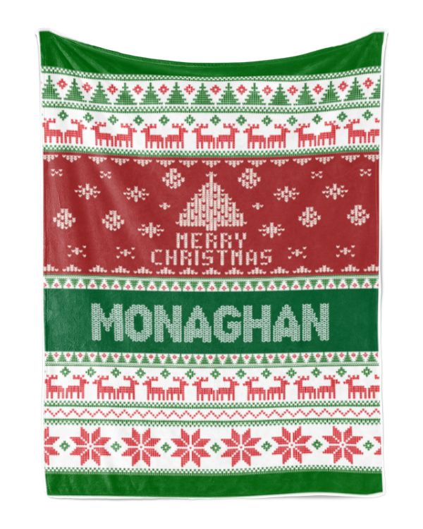 Merry Christmas Fleece Blanket, Personalized Christmas Blanket Gifts for Fbus04215 Monaghan XMASBL01