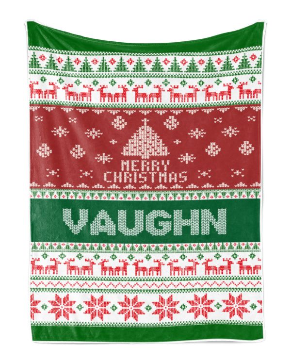 Merry Christmas Fleece Blanket, Personalized Christmas Blanket Gifts for Fbus02756 Vaughn XMASBL01