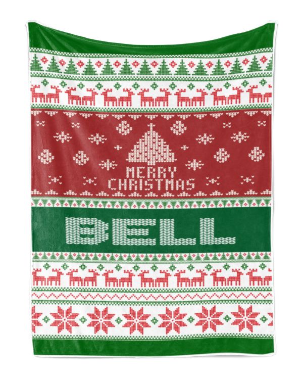 Merry Christmas Fleece Blanket, Personalized Christmas Blanket Gifts for Fbus00746 Bell XMASBL01