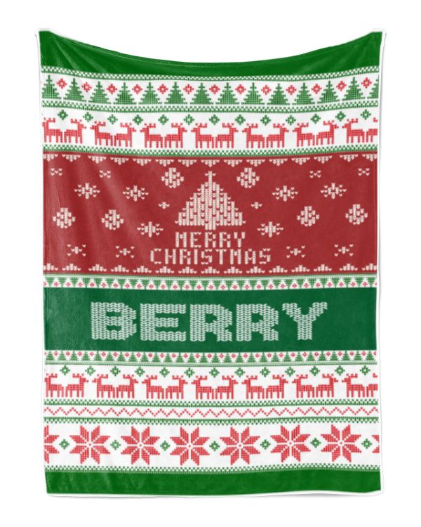 Merry Christmas Fleece Blanket, Personalized Christmas Blanket Gifts for Fbus01294 Berry XMASBL01