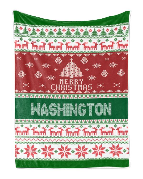 Merry Christmas Fleece Blanket, Personalized Christmas Blanket Gifts for Fbus04912 Washington XMASBL01
