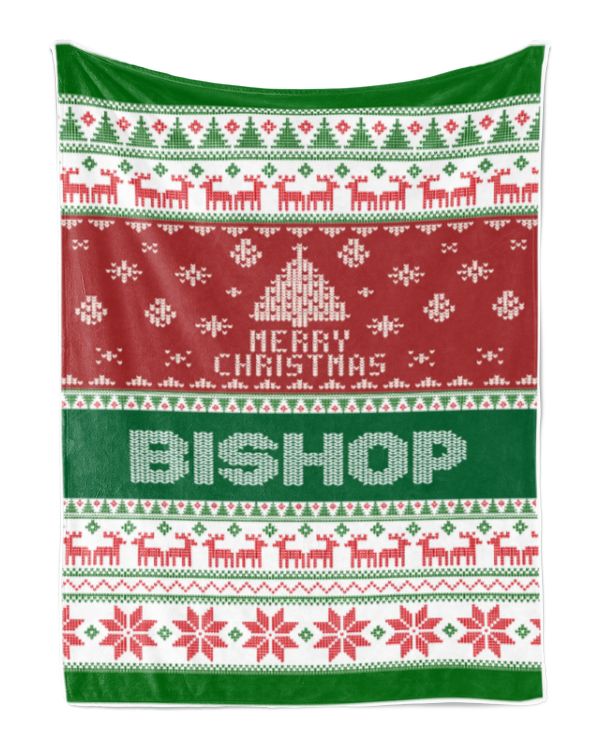 Merry Christmas Fleece Blanket, Personalized Christmas Blanket Gifts for Fbus02860 Bishop XMASBL01
