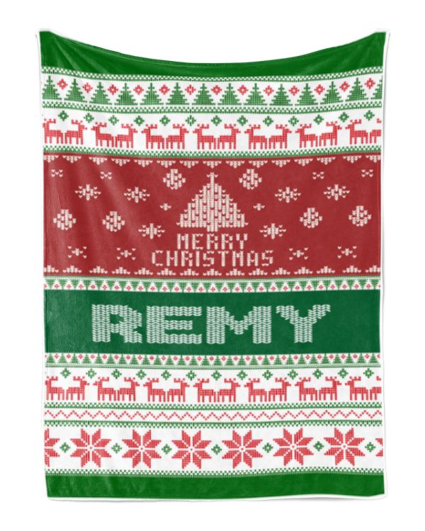 Merry Christmas Fleece Blanket, Personalized Christmas Blanket Gifts for Fbus07228 Remy XMASBL01