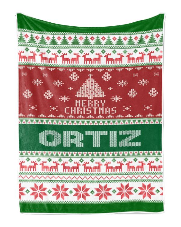 Merry Christmas Fleece Blanket, Personalized Christmas Blanket Gifts for Fbus01391 Ortiz XMASBL01