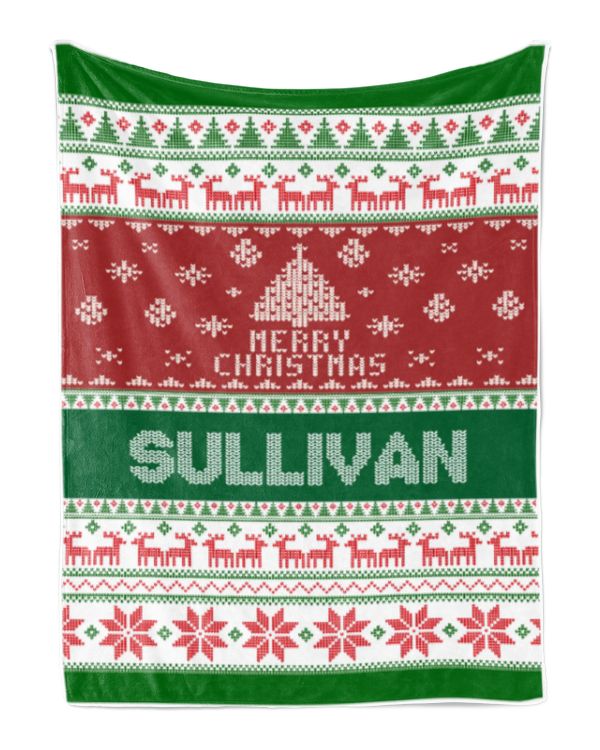 Merry Christmas Fleece Blanket, Personalized Christmas Blanket Gifts for Fbus04475 Sullivan XMASBL01