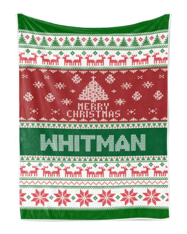 Merry Christmas Fleece Blanket, Personalized Christmas Blanket Gifts for Fbus03853 Whitman XMASBL01
