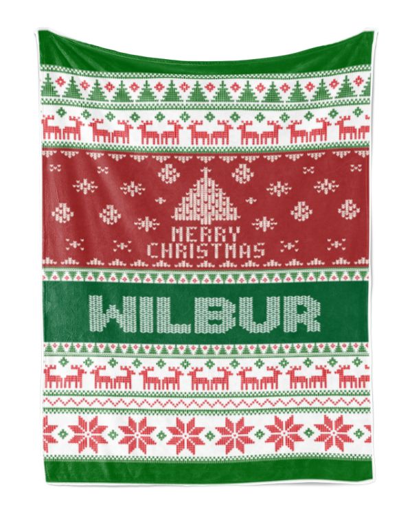 Merry Christmas Fleece Blanket, Personalized Christmas Blanket Gifts for Fbus02662 Wilbur XMASBL01
