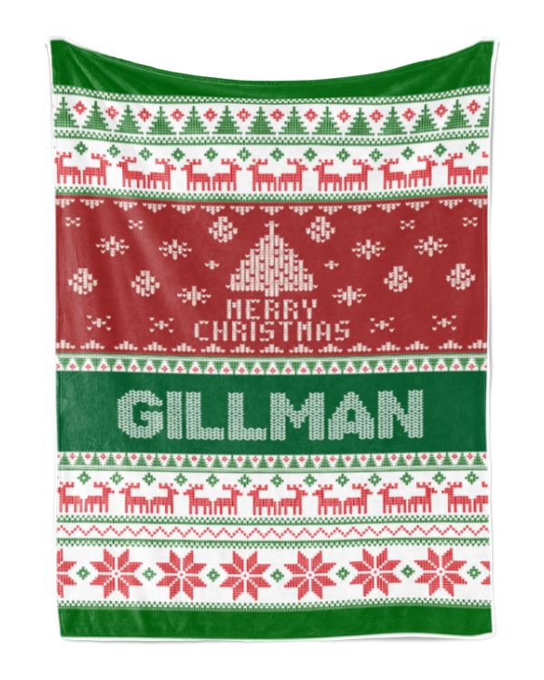 Merry Christmas Fleece Blanket, Personalized Christmas Blanket Gifts for Fbus06489 Gillman XMASBL01