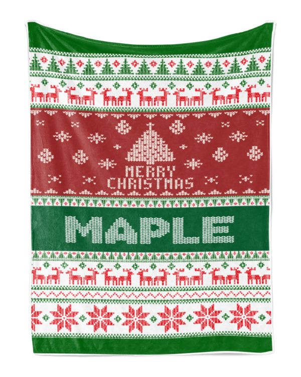 Merry Christmas Fleece Blanket, Personalized Christmas Blanket Gifts for Fbus09632 Maple XMASBL01