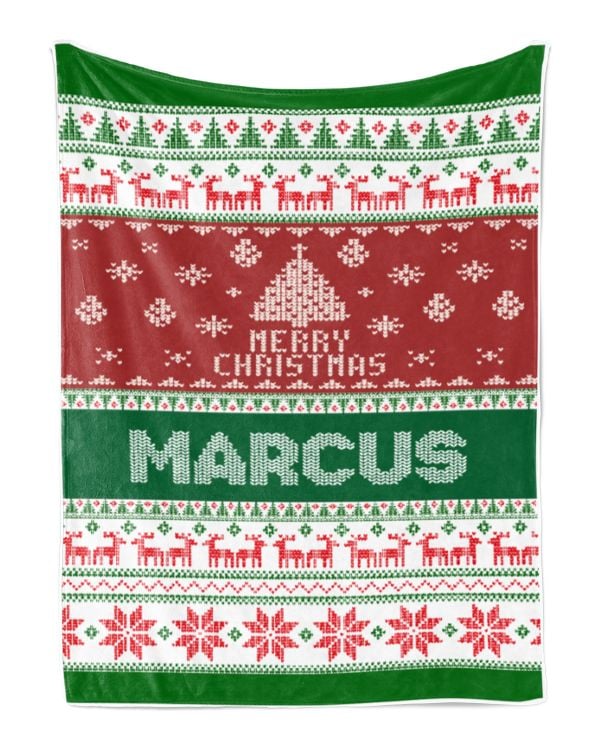 Merry Christmas Fleece Blanket, Personalized Christmas Blanket Gifts for Fbus02371 Marcus XMASBL01
