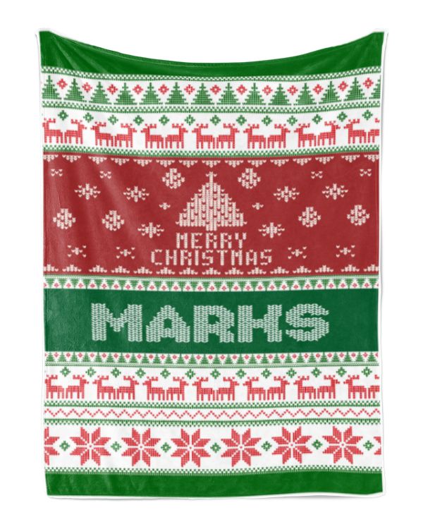 Merry Christmas Fleece Blanket, Personalized Christmas Blanket Gifts for Fbus01557 Marks XMASBL01