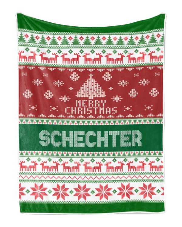 Merry Christmas Fleece Blanket, Personalized Christmas Blanket Gifts for Fbus09648 Schechter XMASBL01