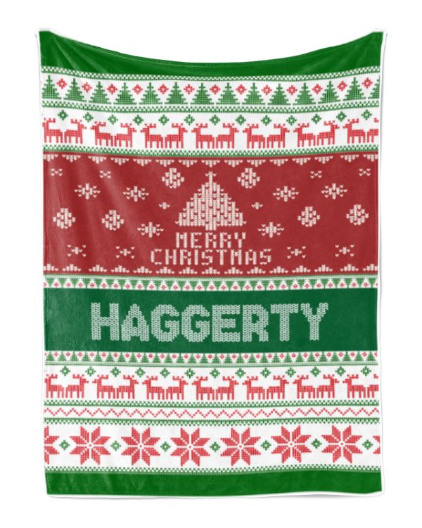 Merry Christmas Fleece Blanket, Personalized Christmas Blanket Gifts for Fbus04260 Haggerty XMASBL01