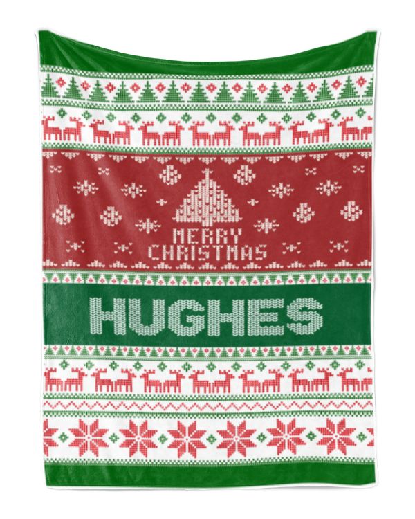 Merry Christmas Fleece Blanket, Personalized Christmas Blanket Gifts for Fbus02447 Hughes XMASBL01