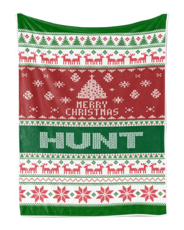 Merry Christmas Fleece Blanket, Personalized Christmas Blanket Gifts for Fbus00445 Hunt XMASBL01